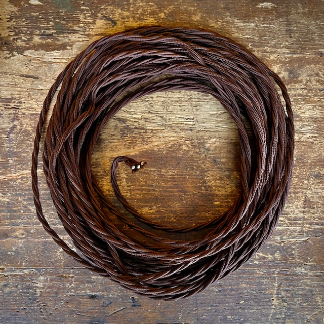 Punottu kangasjohto ruskea - 0,5 m - 3 x 0,75mm²