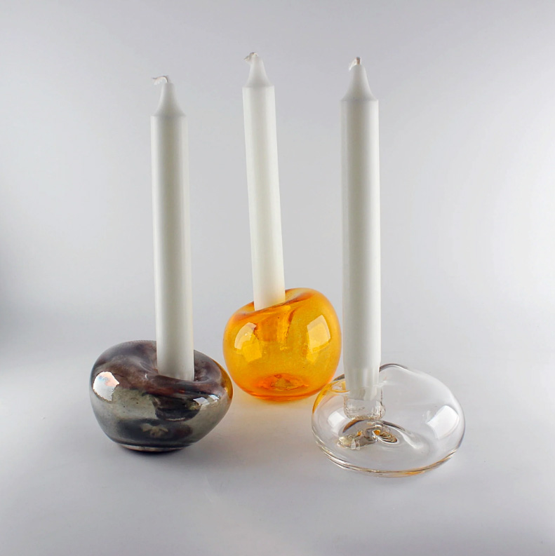 Bubble clear glass - candlestick - 6