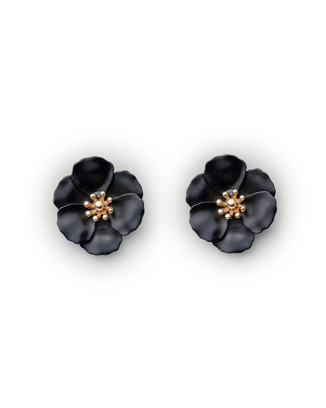 Örhänge Flower small pearl svart