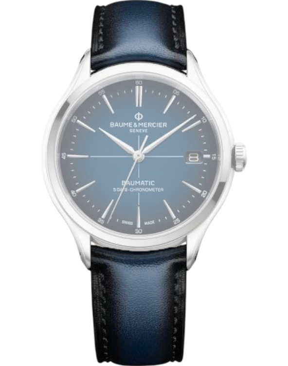 MXE0N05H Baume & Mercier blå läderband 20 mm