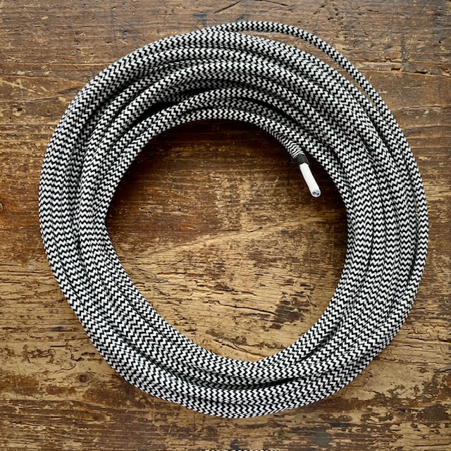 Textile cable black-white - 0,5 m - 2 x 0,75mm²