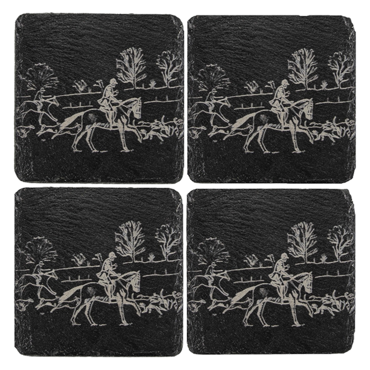 Coaster Selbrae House Slate Fox Hunting Motif 4-Pack