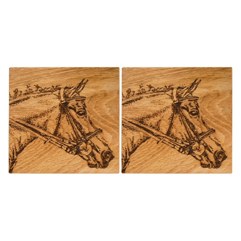 Coaster Selbrae House Oak Fox Horse Motif 2-Pack