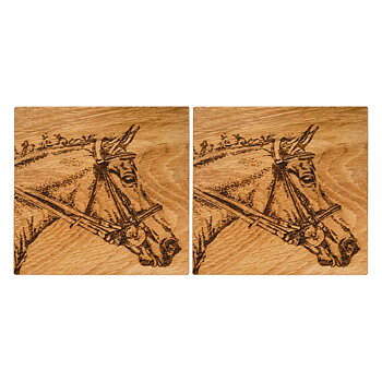 Coaster Selbrae House Oak Fox Horse Motif 2-Pack