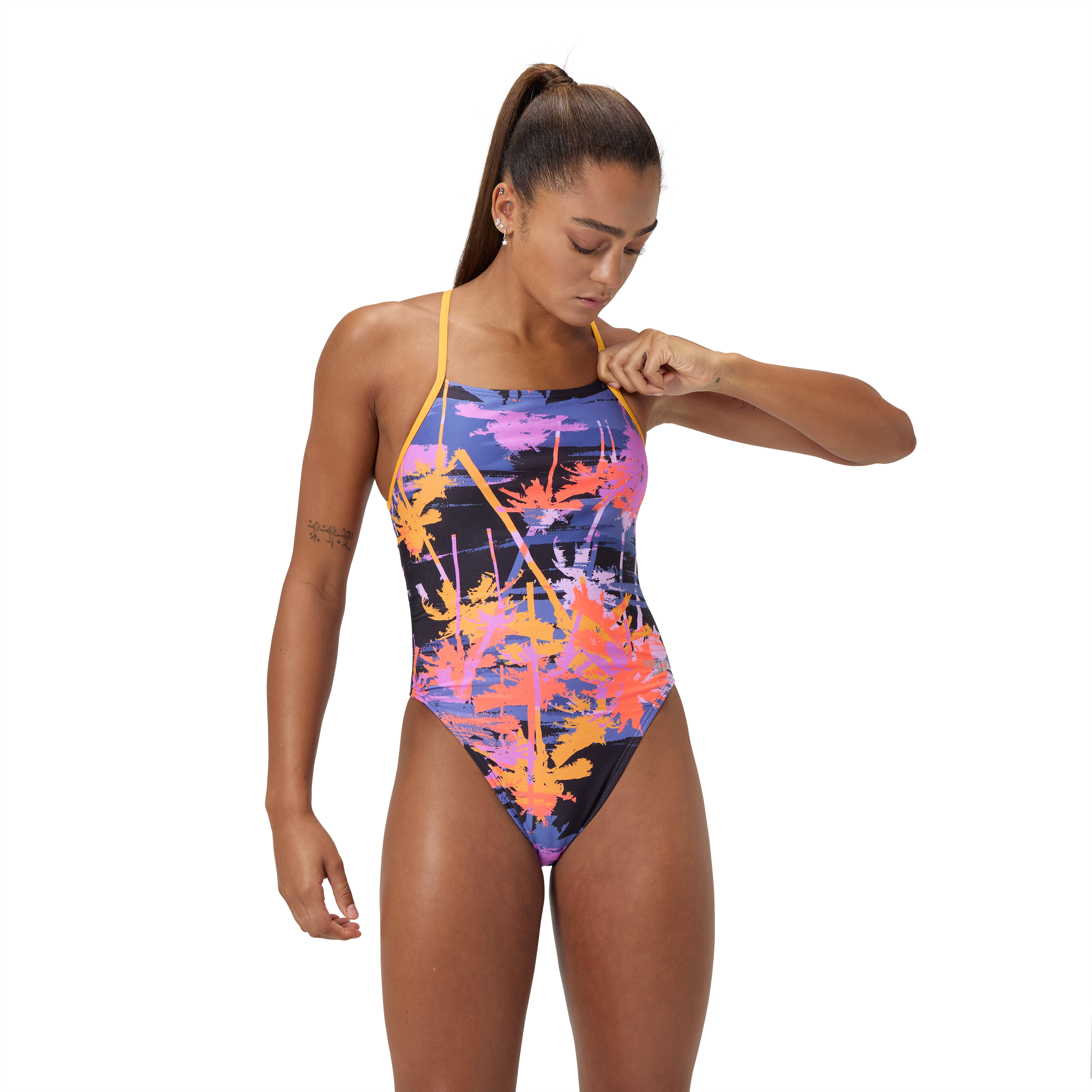 SPEEDO Womens Allover Digital Lattice Tie-Back
