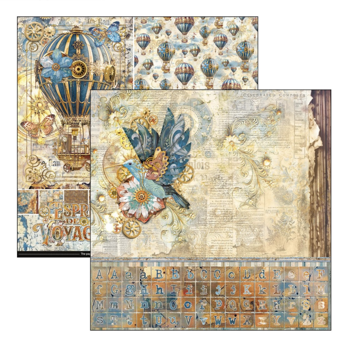 Ciao Bella Esprit de Voyage - Patterns Paperpad 12"X12"  8/pkg - 2