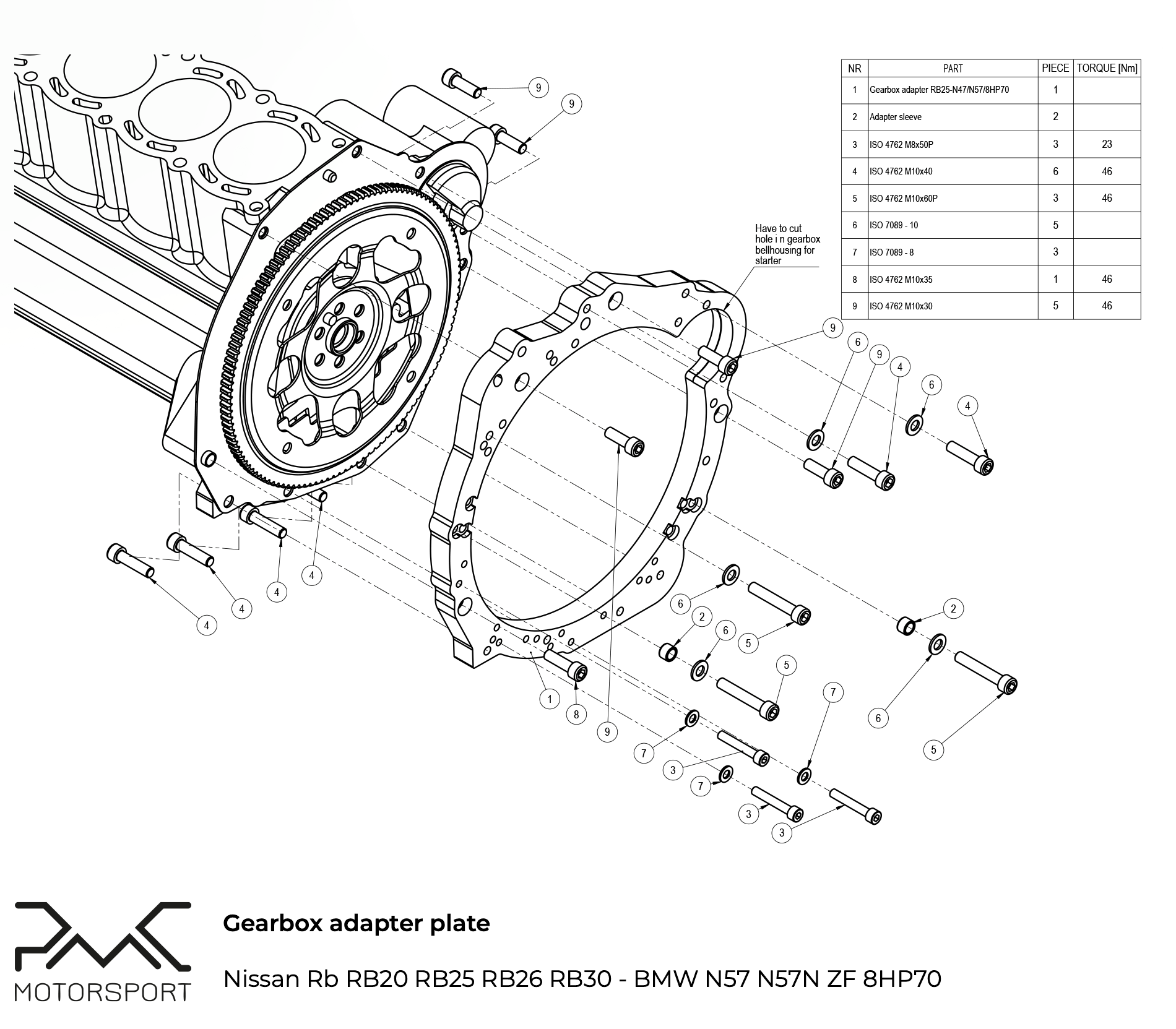 Adapter Kit Nissan RB - BMW ZF 8HP 50 51 70 75 - 3