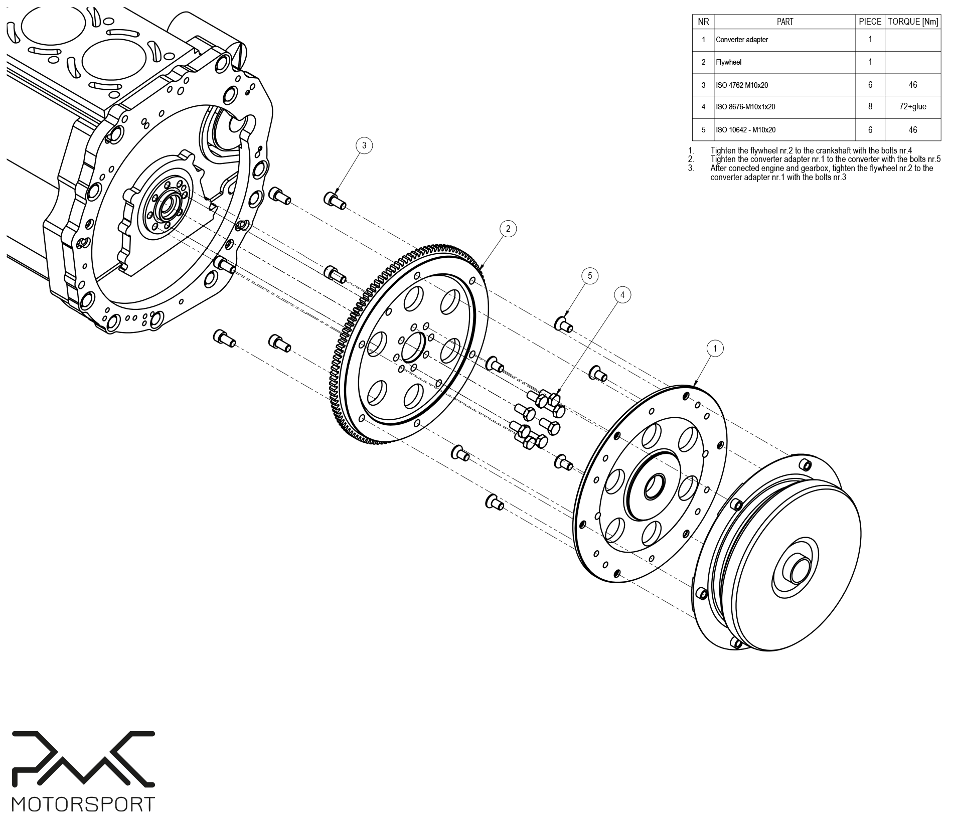 PMC Adapter Kit Nissan SR SR20 - BMW ZF 8HP70 N57 N57N / ZF 8HP50 B58 - 2