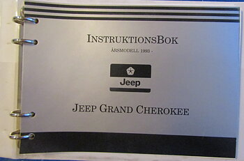 1993 Jeep Grand Cherokee Instruktionsbok svensk