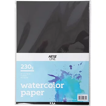 Akvarellpapper -Svart 10 Ark,  A4, 230 g