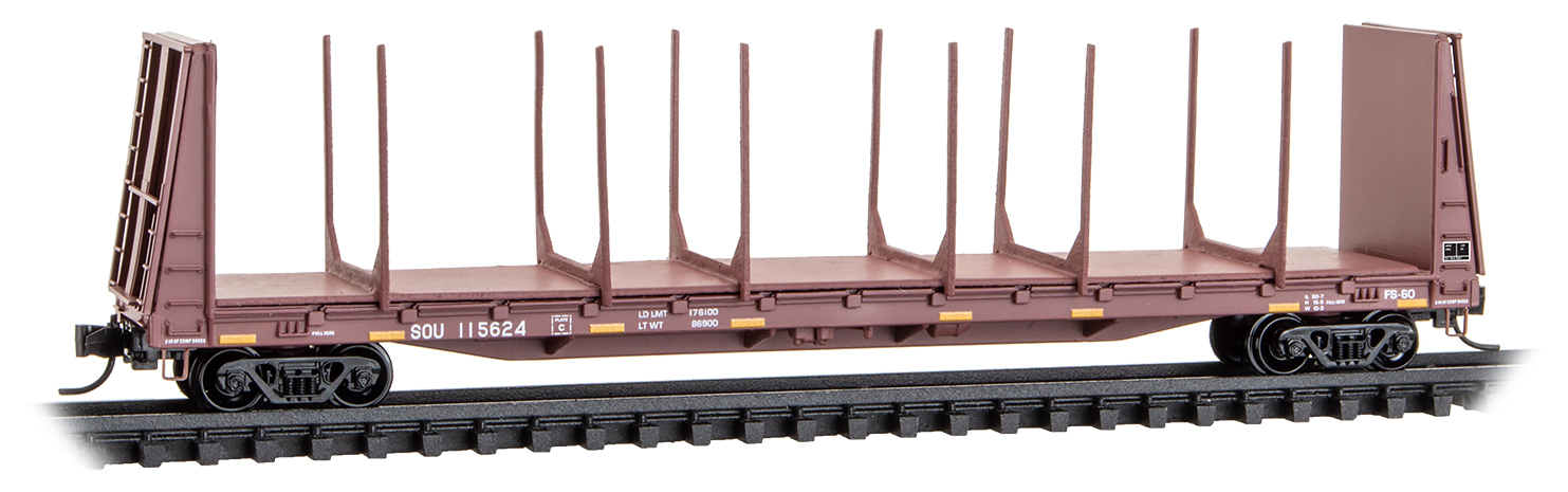 Bulkhead flatcar with stakes 61' SOU 115624