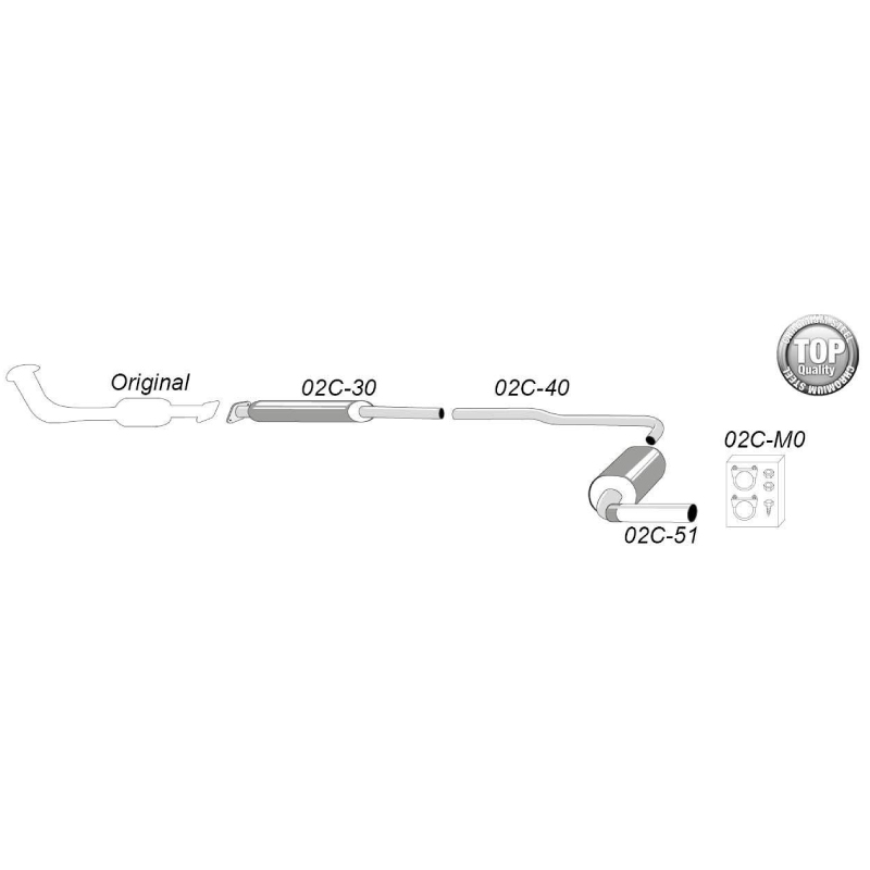 2,5" Sport exhaust cat back Stainless - 3