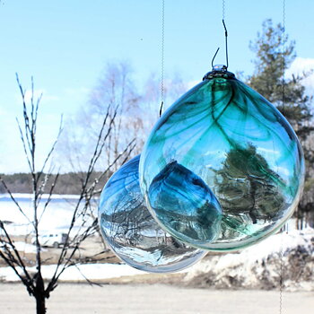 Boule de tempête bleu pétrole - Suspension de fenêtre décorative