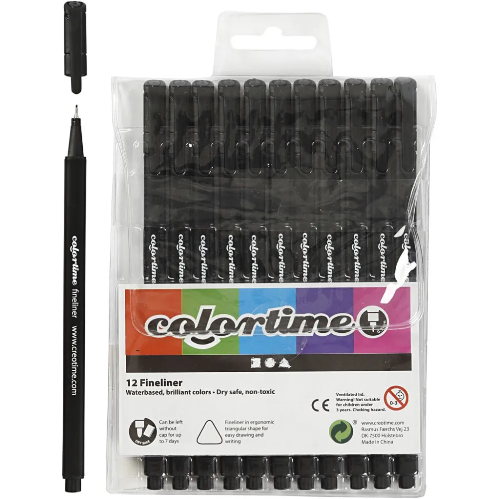 Colortime Fineliner-tuschpenna Svart