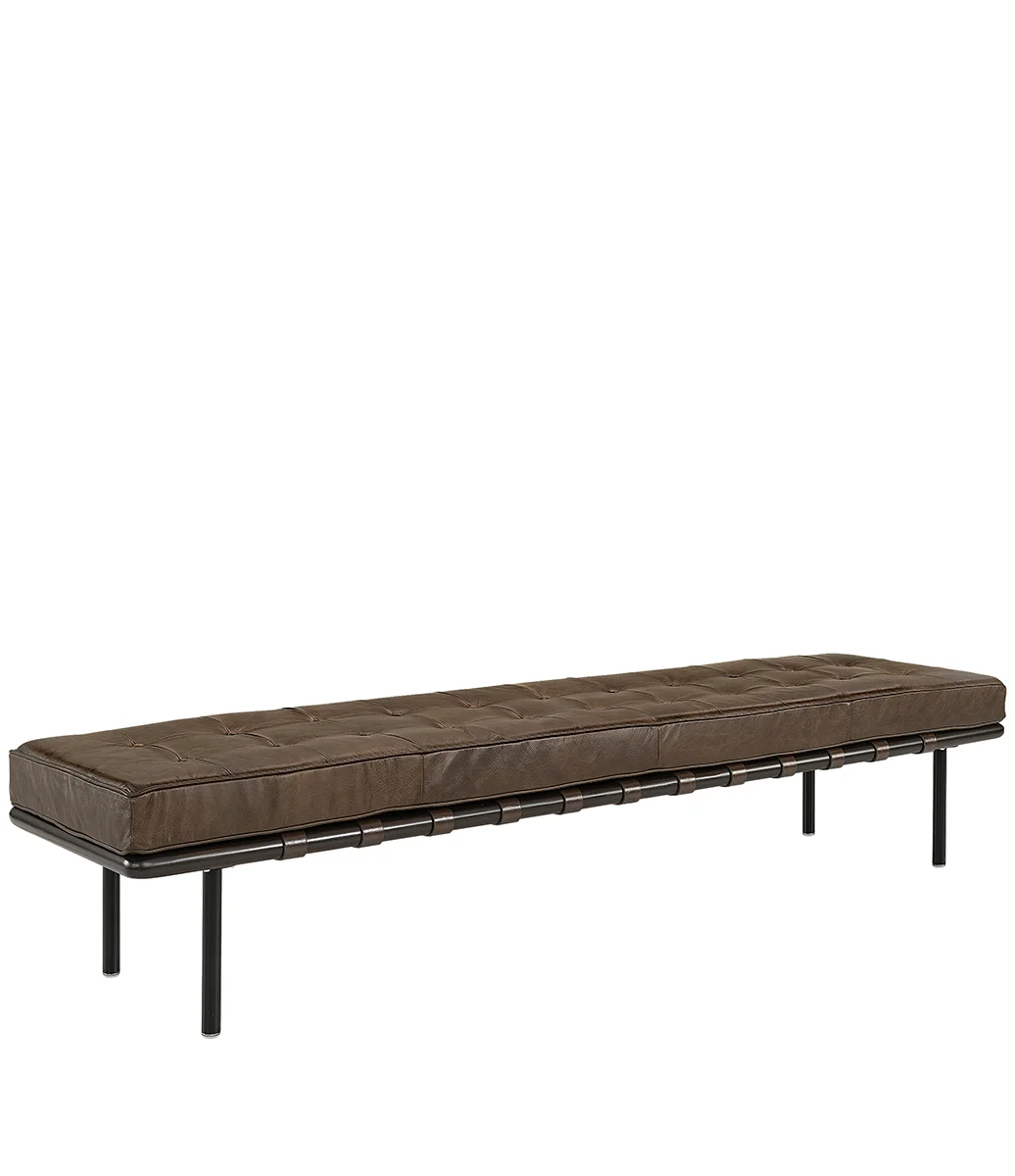 Princetown Bänk i läder Brun 198 cm 