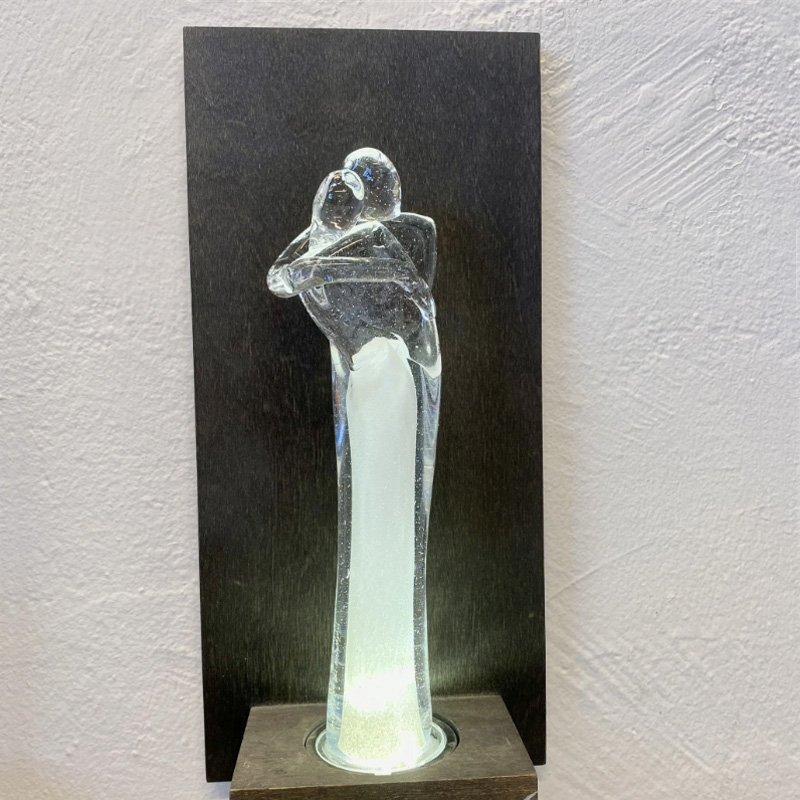 Now it's us - Glass sculpture for couples - Custom engraving - 3