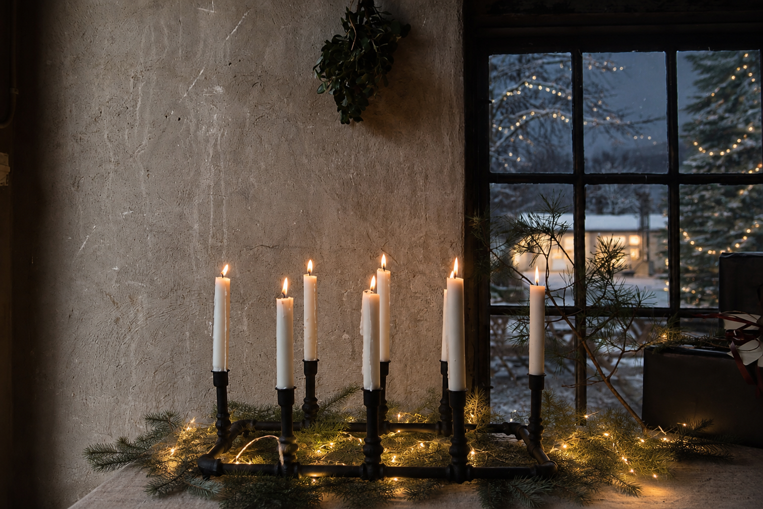 Candlestick - Table candlestick 8 Candles - Tubes - Industrial - Industry - 51x26x14 cm - 7