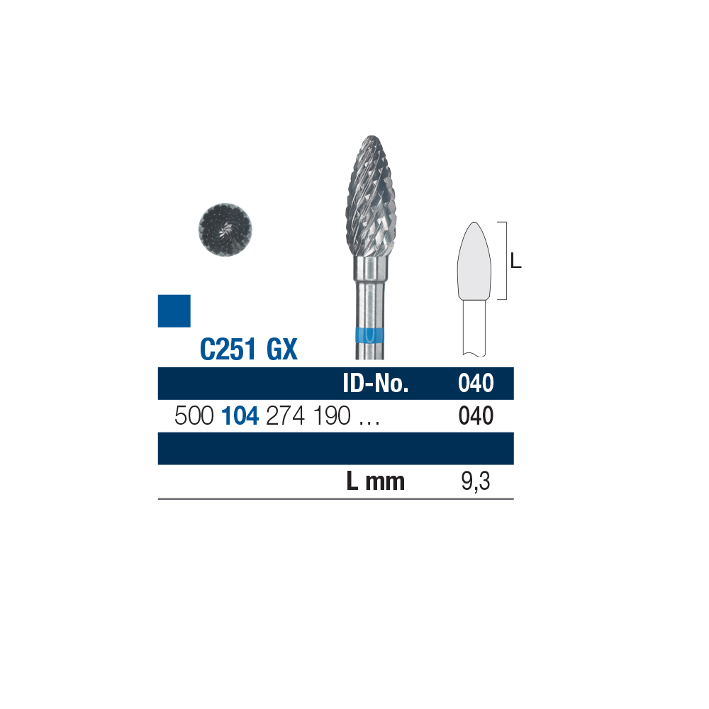 Carbide HP Round Burs C251X, 1st.