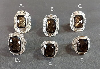 Filigran Ring Silver - Facettslipad Rökkvarts Cabochon - 6 sorter