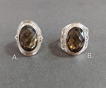 Filigran Ring Silver - Facettslipad Rökkvarts Cabochon 
