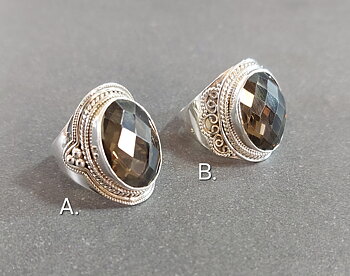 Filigran Ring Silver - Facettslipad Rökkvarts Cabochon 