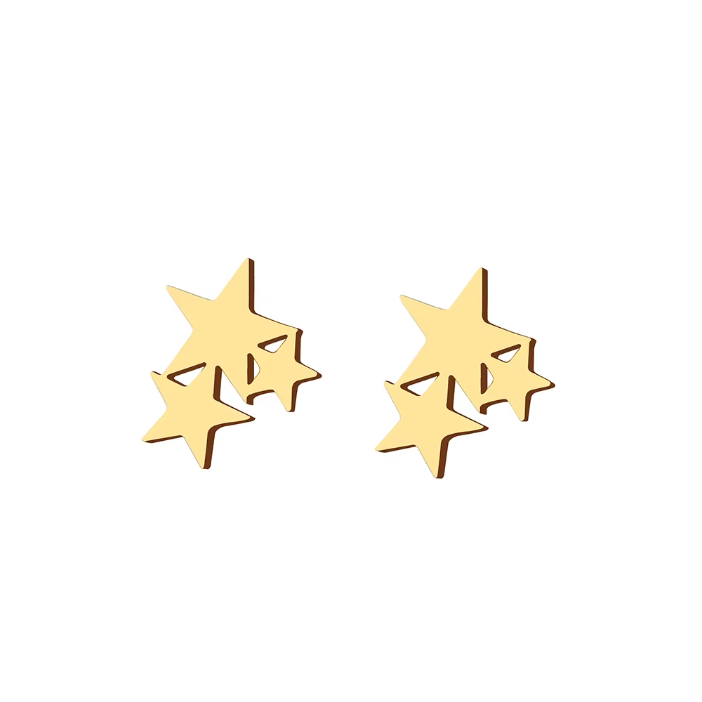 Örhängen "Three stars"  i  rostfritt stål och med 18K Guldplätering - 2