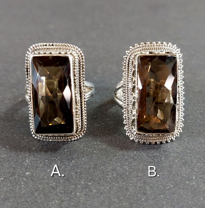 Filigran Ring Silver - Facettslipad Rökkvarts Cabochon - 2 sorter