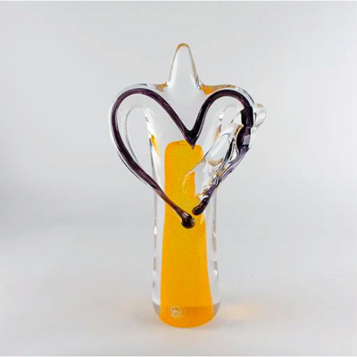 Soins aux chrysanthèmes Jaune - Sculpture en verre