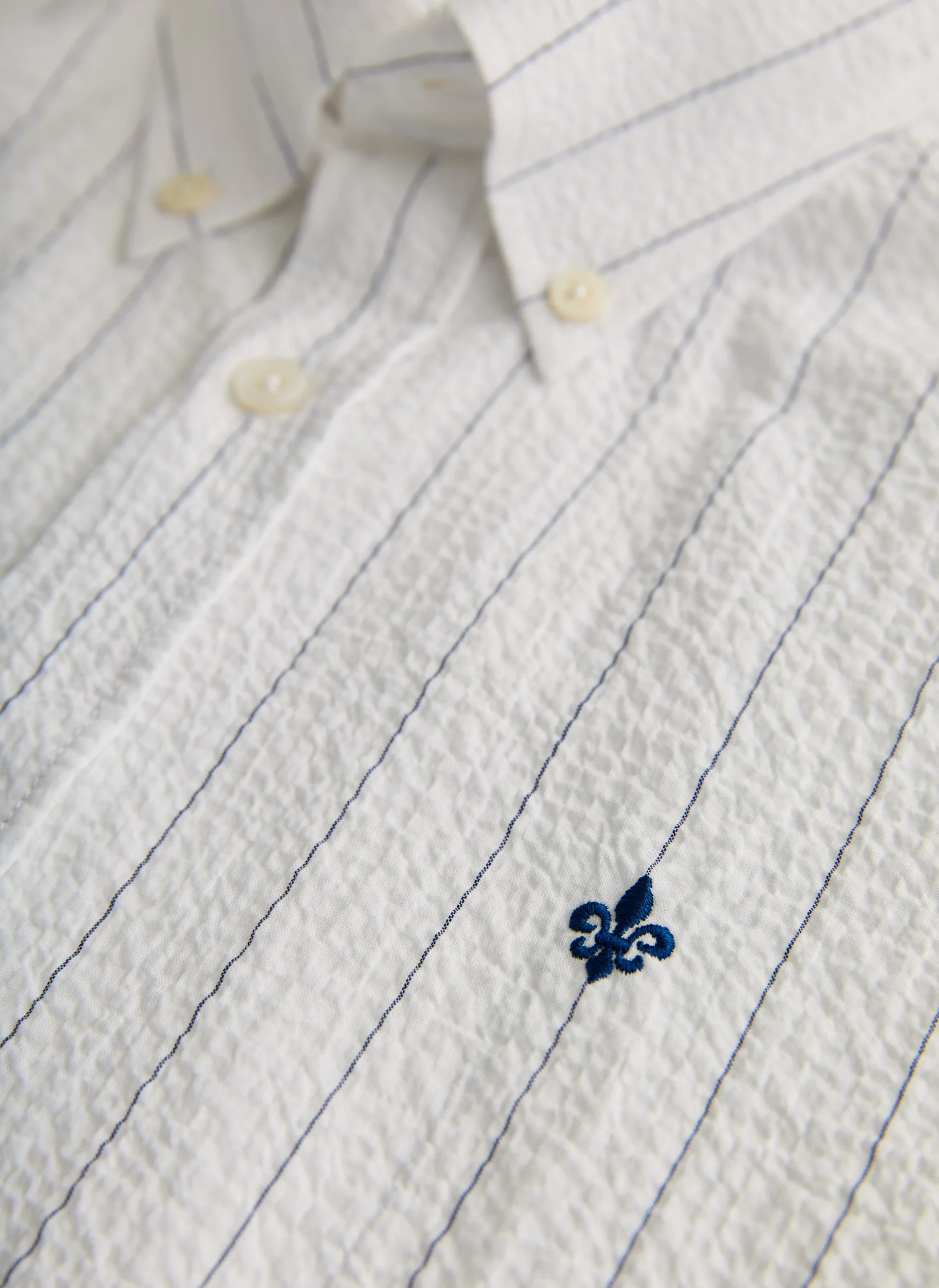 Morris - Seersucker Shirt Slim Fit - White - 4