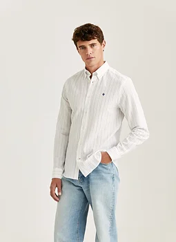 Morris - Seersucker Shirt Slim Fit - White