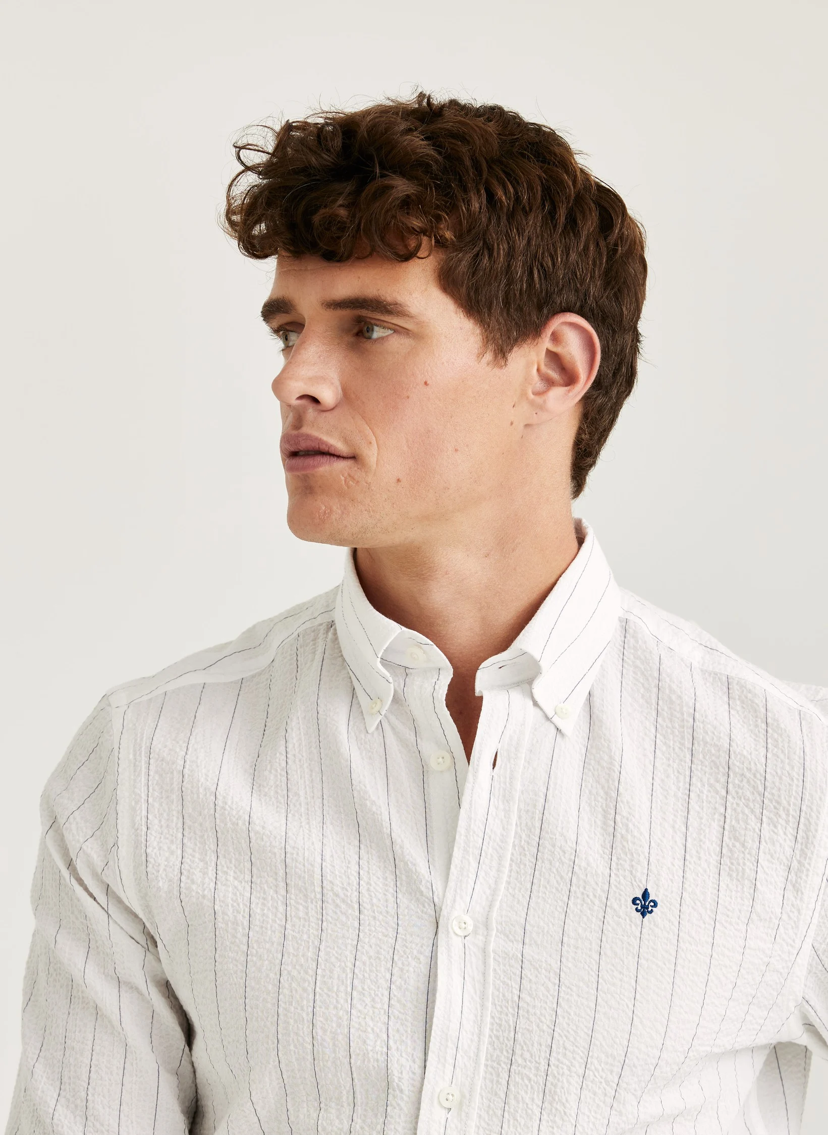Morris - Seersucker Shirt Slim Fit - White - 2
