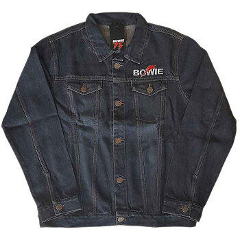 David Bowie unisex jeansjacka: Flash Logo - storlek S-XXL