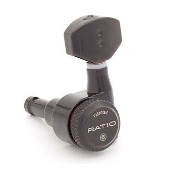 Graph Tech PRL-9721-LB0 RATIO LEFTY Electric Guitar Locking Machine Heads (6 in line - Staggered Posts)
