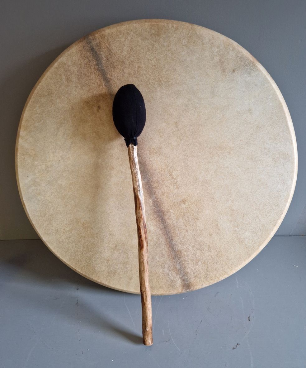 Viking Livetsträd Rund Schamantrumma med Getskinn   - 50cm - 3