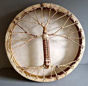 Viking Livetsträd Rund Schamantrumma med Getskinn   - 50cm