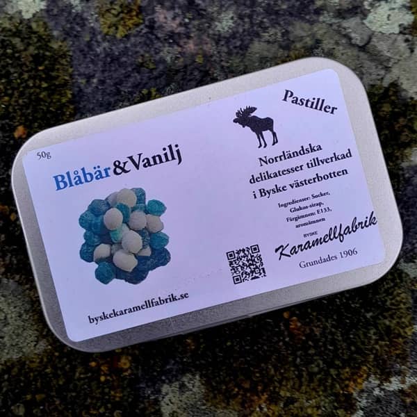 Pastiller blåbär vanilj från Byske karamellfabrik