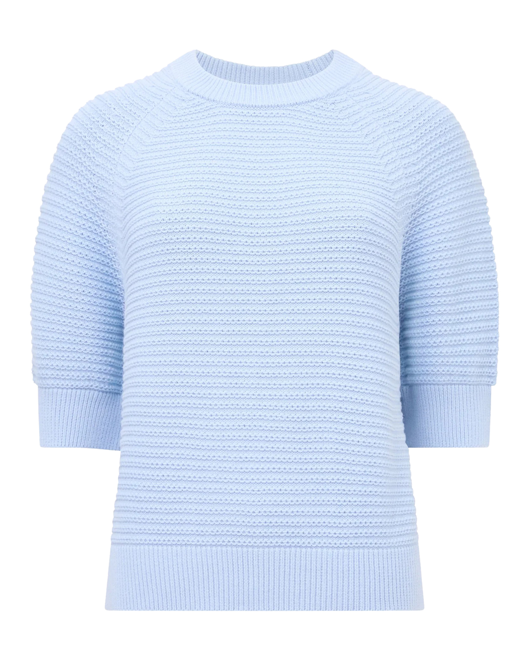Stickad jumper Lily kort ärm ljusblå - 6