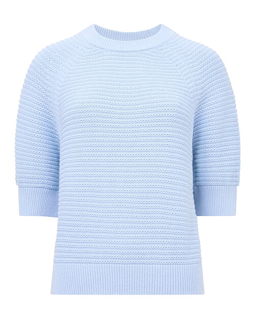 Stickad jumper Lily kort ärm ljusblå - 6
