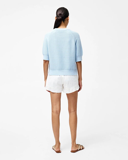 Stickad jumper Lily kort ärm ljusblå - 4