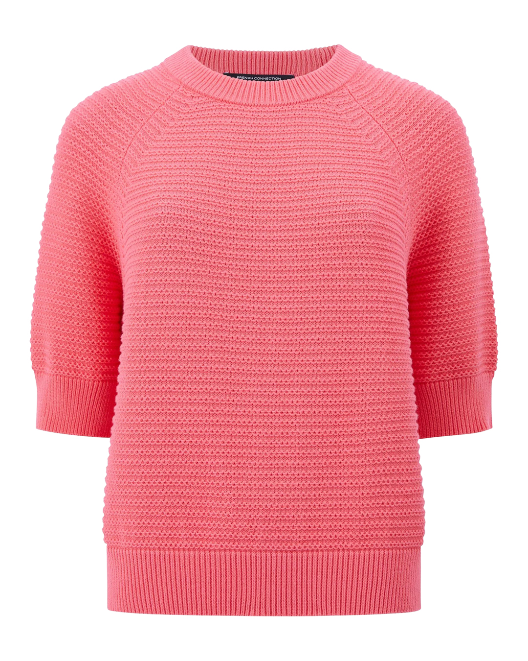 Stickad jumper Lily kort ärm korallröd - 6