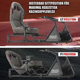 Rebblers SIMR1000-G Racing Cockpit Simulator for F1, Rally, GT incl Gaming Chair (Black & Grey Seat)