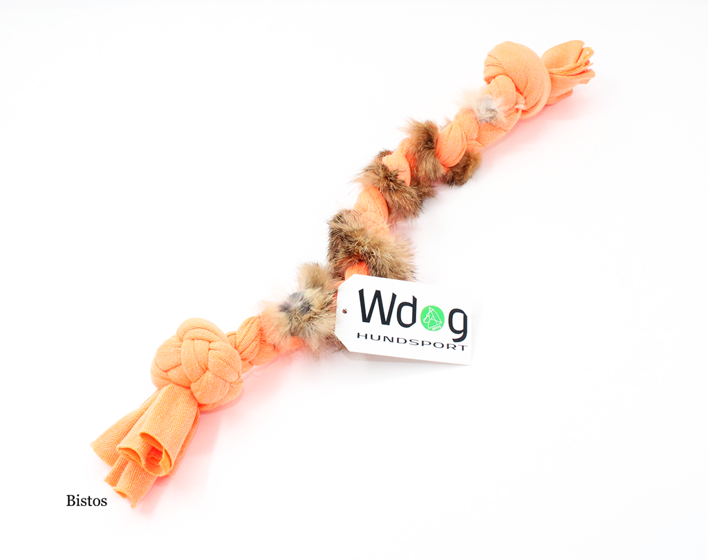 Tug braid with rabbit fur