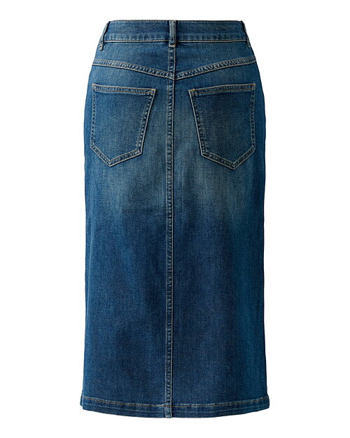 Jeanskjol slits fram mellanblå - 2