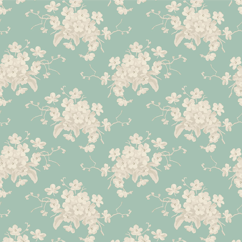 Tilda White Flower Teal
