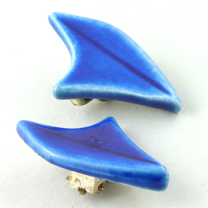 Carl-Harry Stålhane (1955) Blue Pottery Earrings from H55 Exhibition (6)