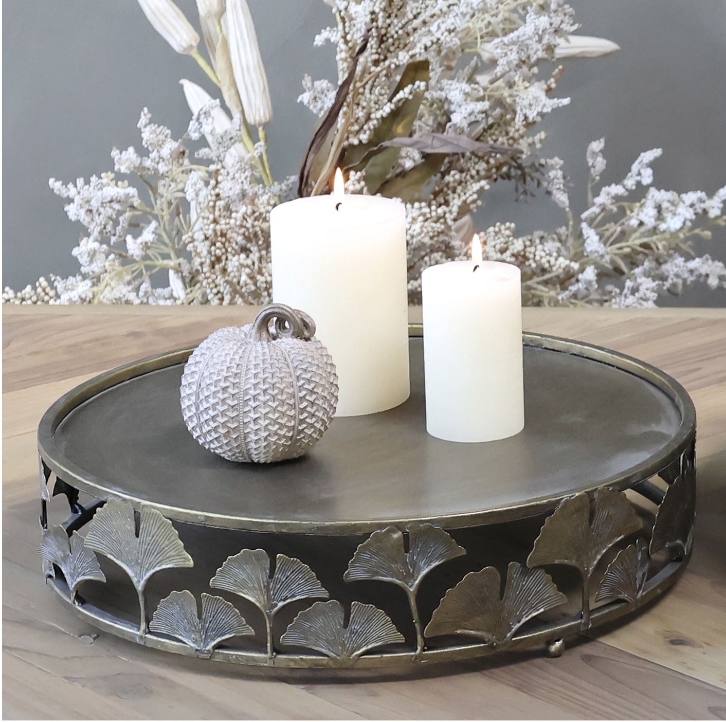 Uppläggningsfat fat Lotus mässingfärgad shabby chic lantlig stil Gårdsromantik - 2