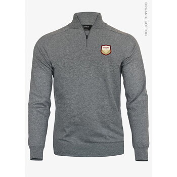 Whiskeykalendern 1/4 Zip Stickad Grå