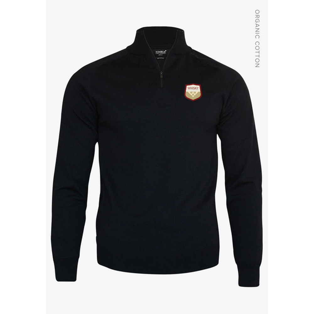 Whiskeykalendern 1/4 Zip Stickad Svart