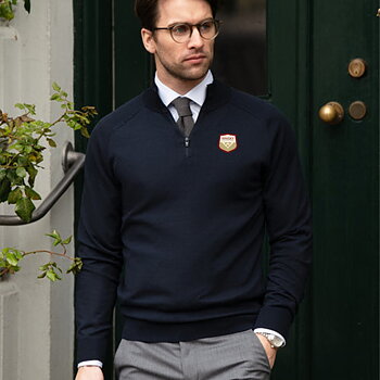 Whiskeykalendern 1/4 Zip Stickad Svart