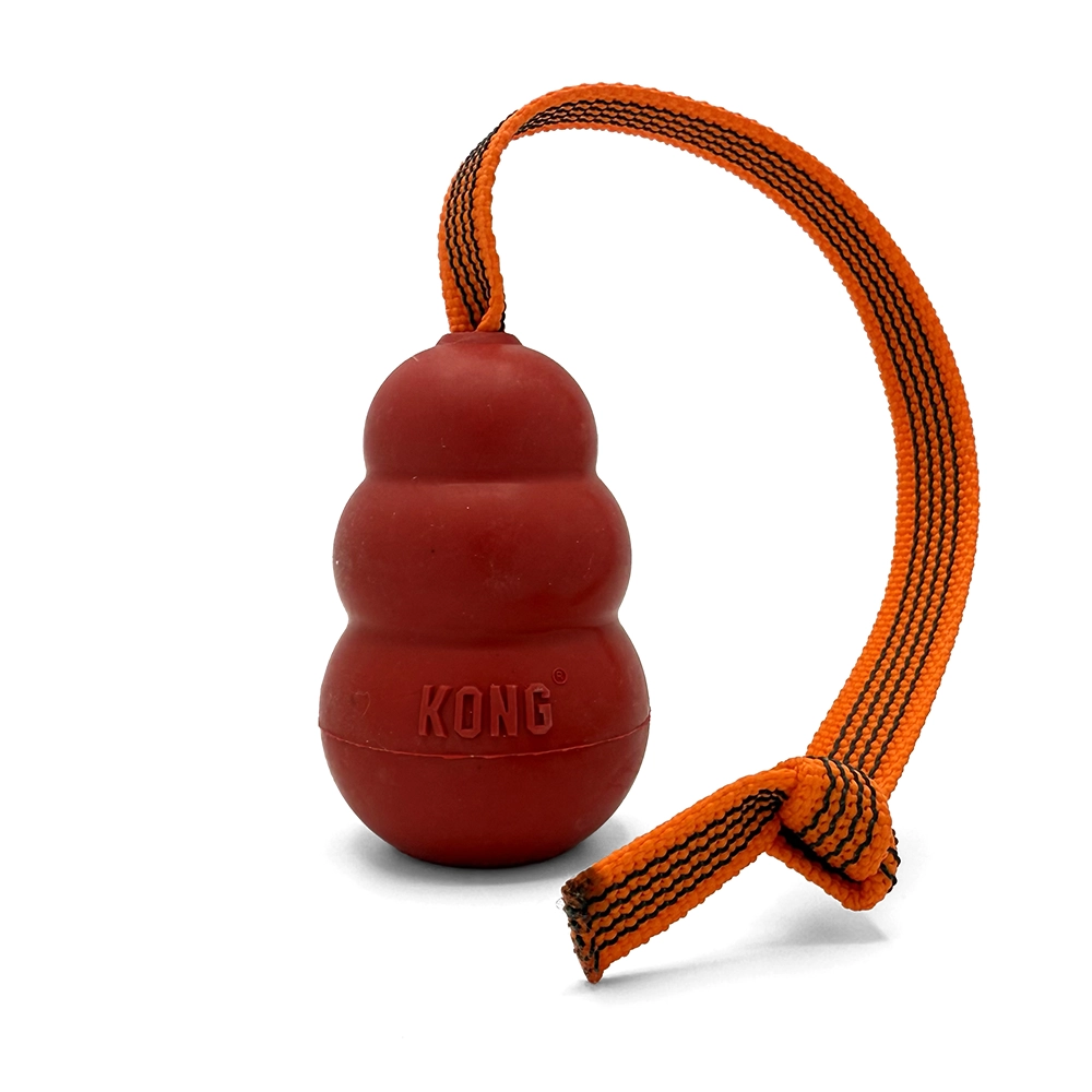 Röd kong med koppel handtag hundleksak